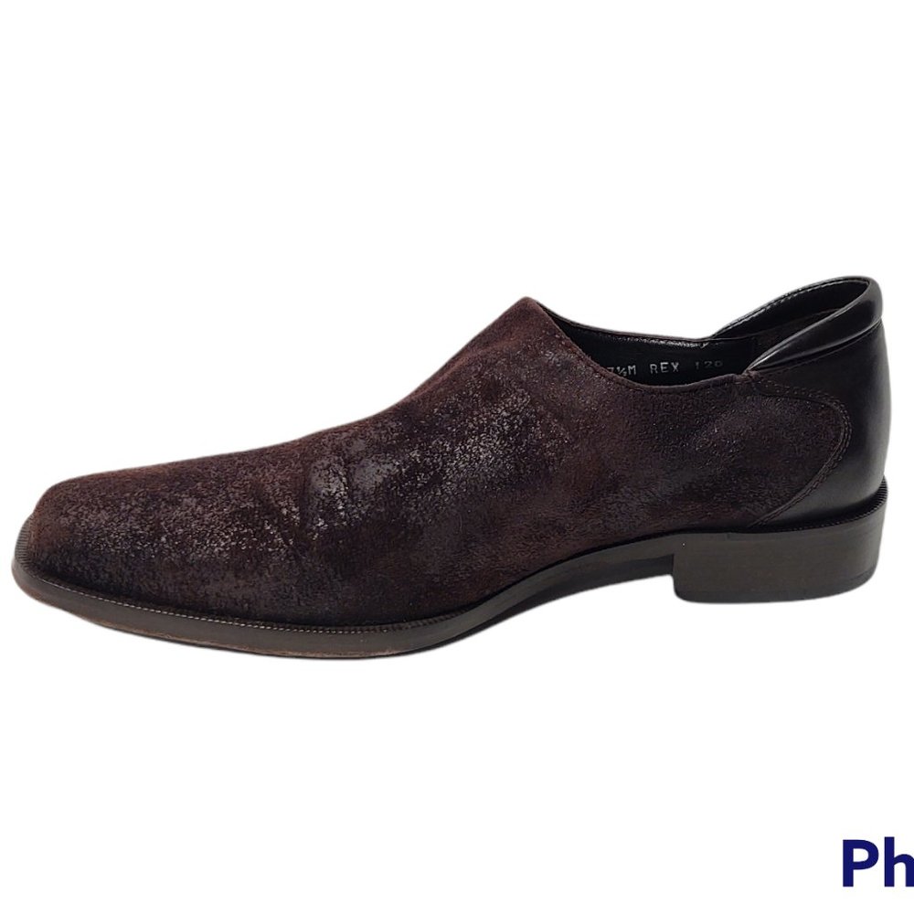 Donald J Pliner Mens Sz 7.5 M Rex 120 Brown Suede Slip On Loafers Made in Italy
